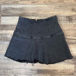 Free People Black Denim Mini Skirt